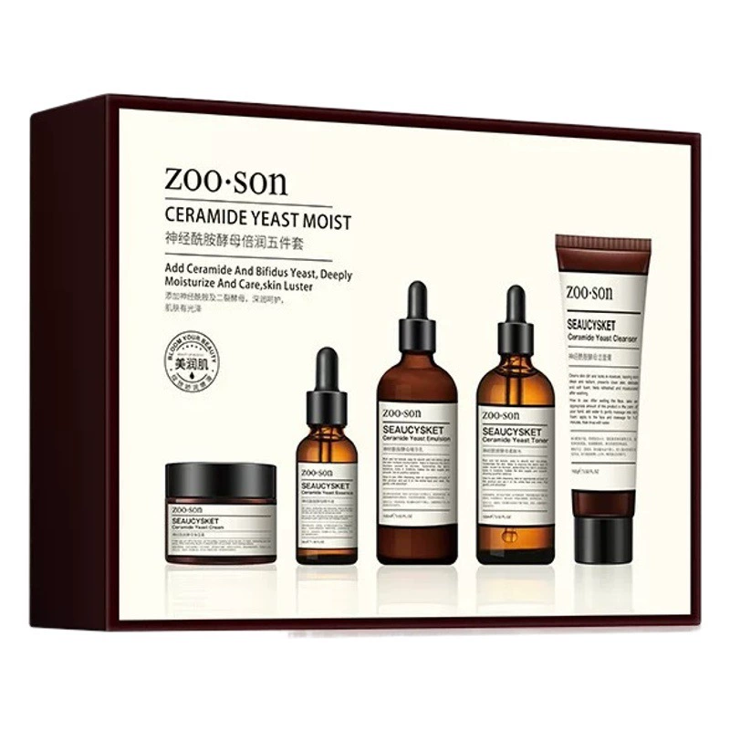 Оригинальные товары Zuoxiang Ceramide Suit Дрожжи Набор из пяти предметов для мужчин и женщин осветляет цвет кожи, увлажняет и увлажняет