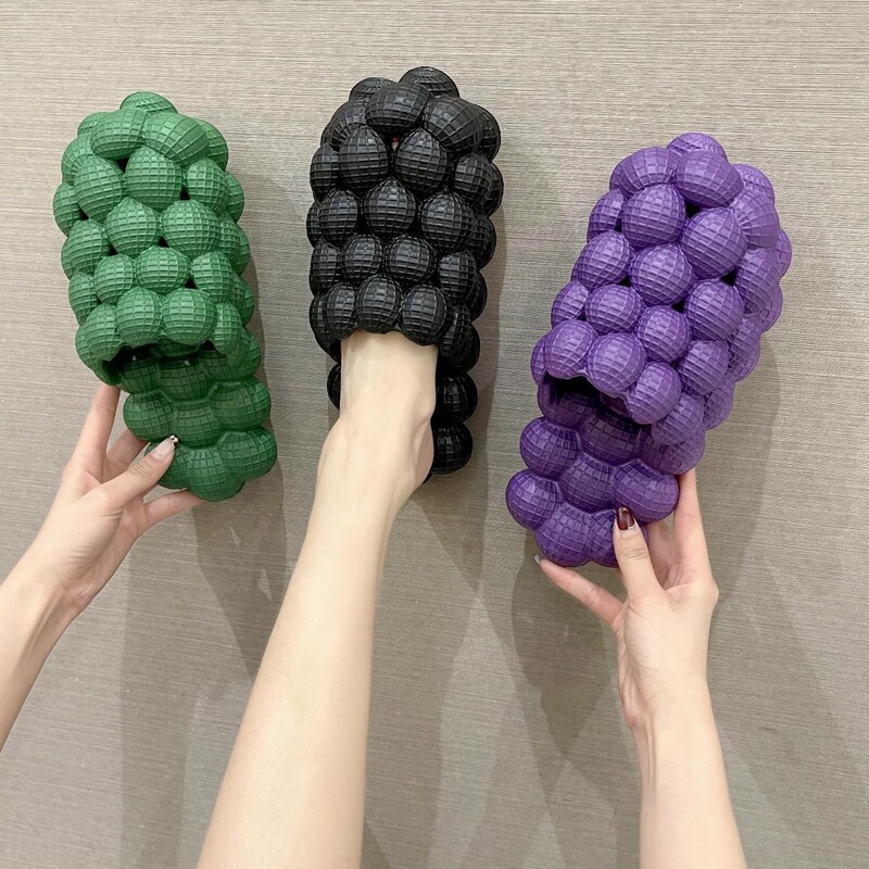 Creative Cross-Border Couple Lychee Slippers Bubble Shoes for Women with a Stepping-On-Clouds Feel, Trendy and Unique on Social Media, with Non-Slip Massage Soles