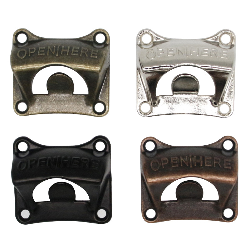 Abridor de botellas montado en la pared de aleación de zinc accesorios de abridor de botellas de cerveza abridor de botellas cuadrado destornillador de cerveza de bronce