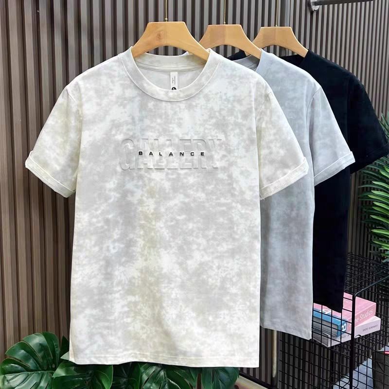 2026 Summer New Design Short-Sleeve T-Shirt for Men, Ice Silk Luxury Tie-Dye Hot-Selling Embossed Print Half-Sleeve Tee