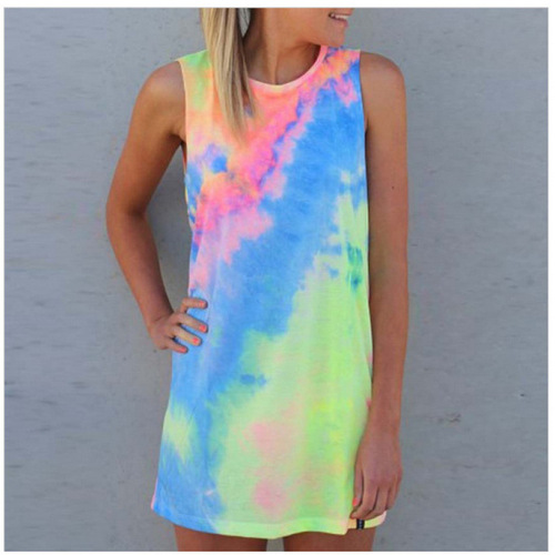 AliExpress eBay Bestseller: New Sleeveless Vibrant Tie-Dye Dress for Europe and the U.S. – Colorful Vest B469