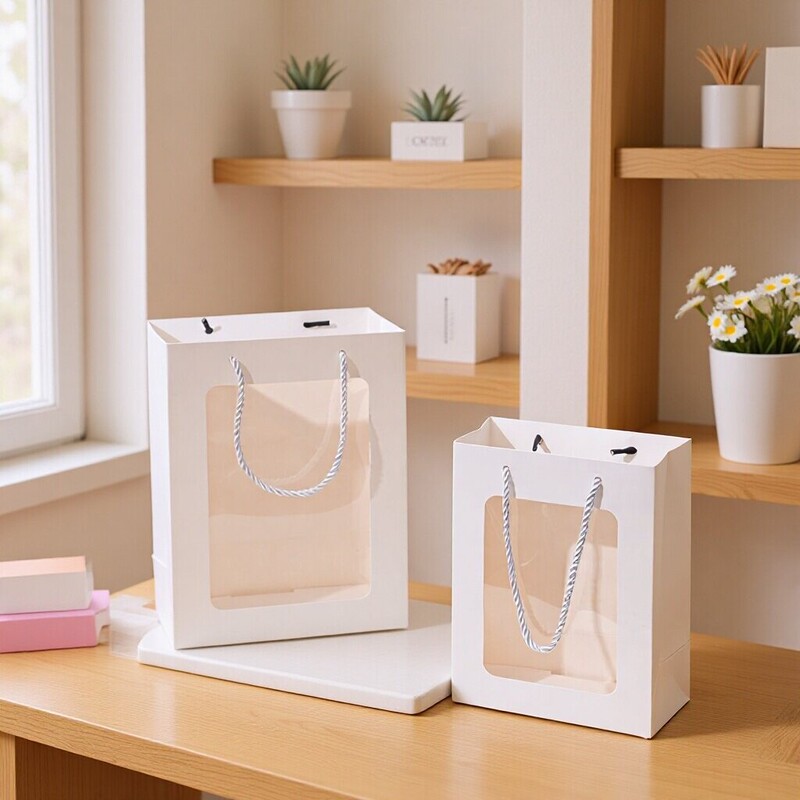 Transparent Windowed Tote Bag, Teacher's Day Flower Packaging Bag, Trade Show Cardboard Bag, Souvenir Doll Windowed Gift Bag Transparent Windowed Tote Bag, Teacher's Day Flower Packaging Bag, Trade Show Cardboard Bag, Souvenir Doll Windowed Gift Bag