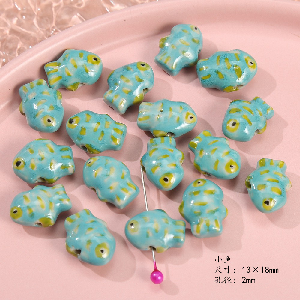 Cuentas de cerámica verde fresco lindo flor encantadora suelta cuentas hechas a mano DIY pulsera de cuentas bolsa de accesorios