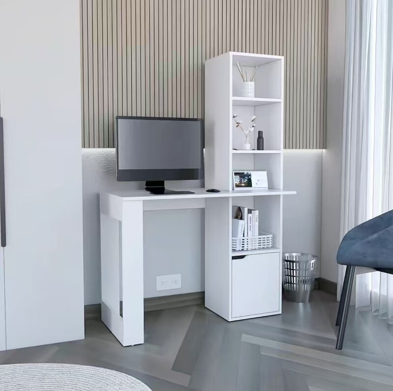 Cross-Border Supply Workstation Computer Home Office Desk Wall-Mounted Office Furniture with Bookshelf