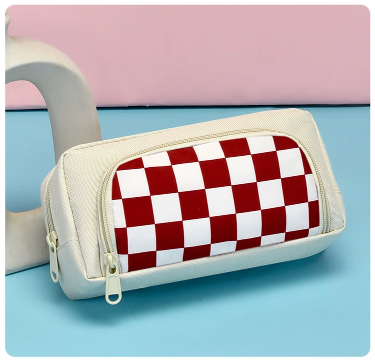 Новая портативная простая сумка для канцелярских принадлежностей большой емкости в стиле INS, сумка для карандашей, японская сумка для карандашей в шахматную клетку