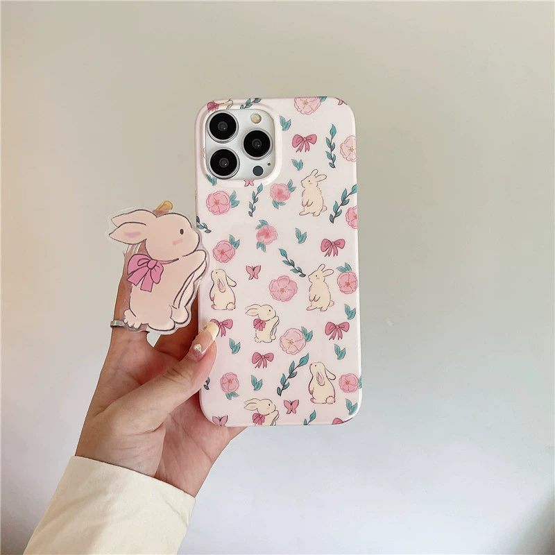 Яблоко, пурпурный кролик, трубка, iPhone 13, iPhone13 Pro, совместимый чехол, 14, 14promax, iphone