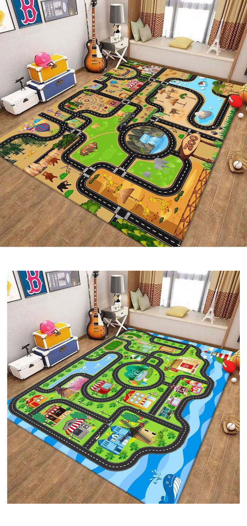 Cross-Border Children's Carpet Parking Lot Climbing Mat Early Education Kindergarten Carpet Game Traffic Road Mat Available for Dropshipping