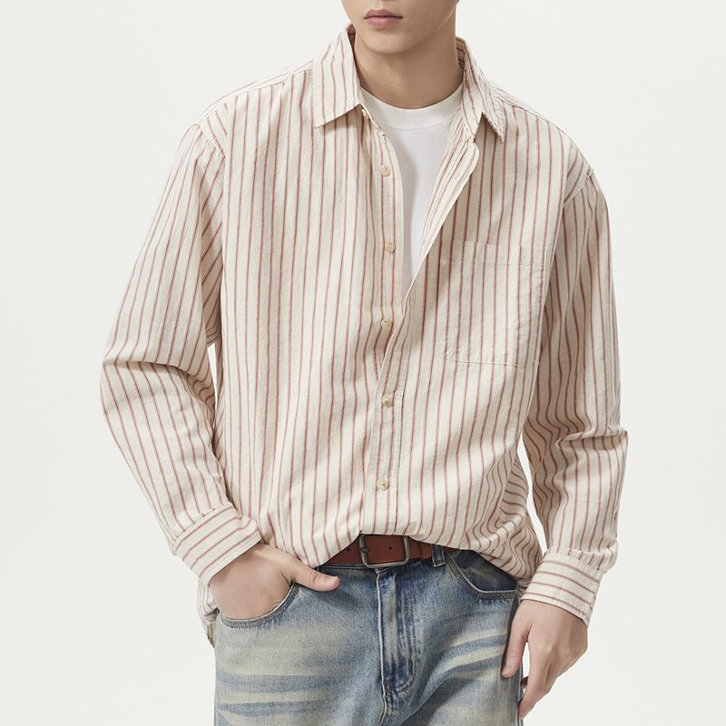 T511 Old Money Style Asian Shirt Men's Business American Fashion Light Luxury Casual Shirt