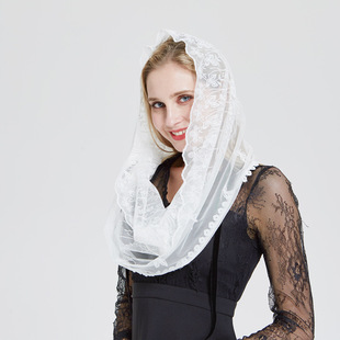 Cross-Border Russian Hot-Selling Mesh Headscarf Church Lace Headscarf Shawl Multi-Purpose
