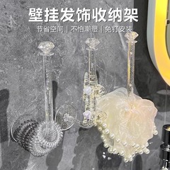 アクリル髪輪収納棚カチューシャフック壁掛け穴なし髪飾りヘアピン掛け壁収納粘着フック