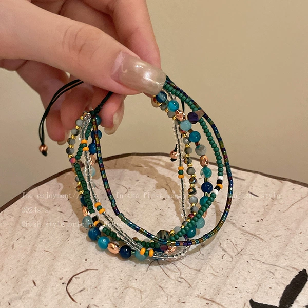 Peacock Blue Small Multi-Layered Beads G21-07