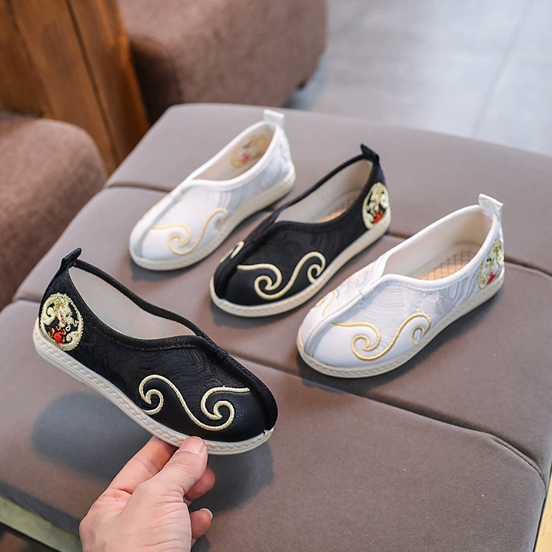 Мягкая нескользящая обувь Hanfu для мальчиков, вышитая обувь в китайском стиле