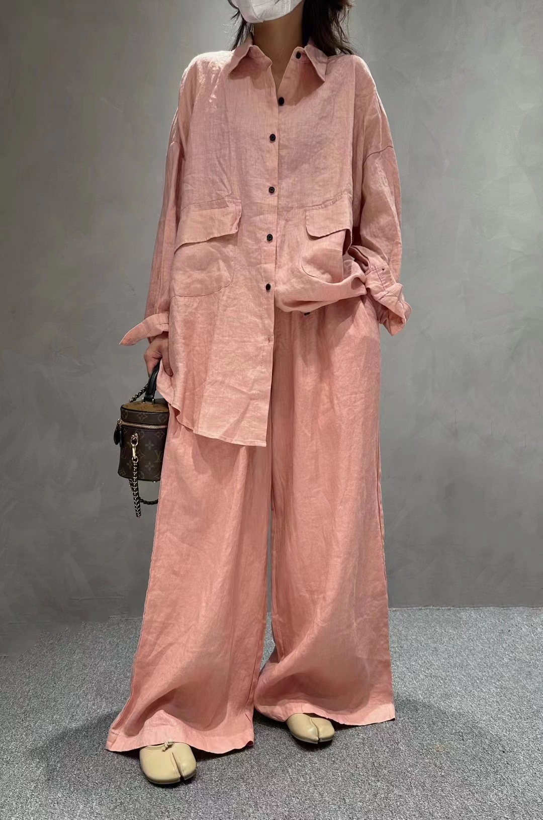 Solid Color Pattern Women's Casual Vintage Style Solid Color Linen Pants Sets