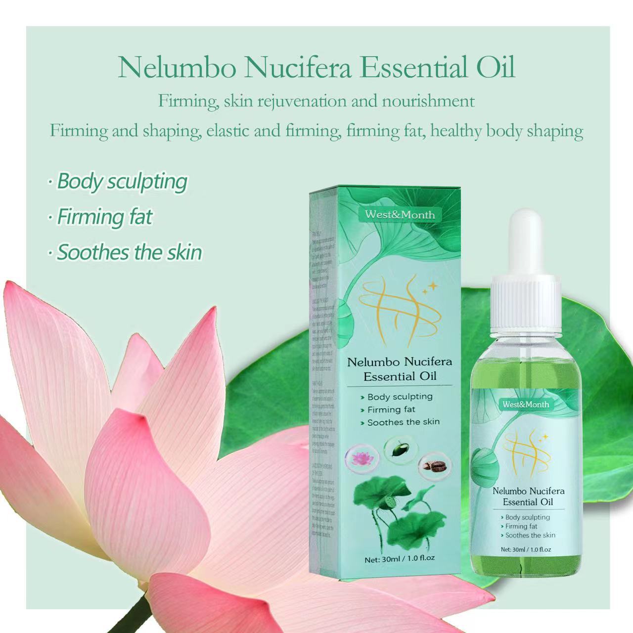 West&Month Lotus Leaf Essential Oil Body Care Sweetening&Planting Esse Enjoying Fat, Light and Slimming_voghion.com