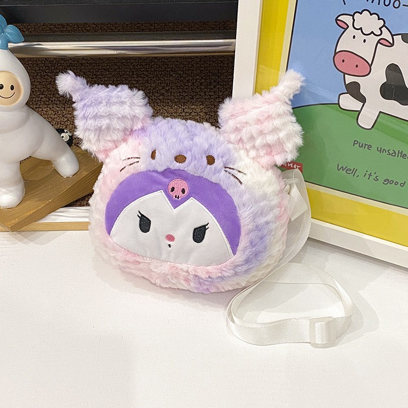 Venta al por mayor de fábrica bolsa de felpa juguete bolsa de mensajero Kulomi peluche de oso de fresa bolso japonés Sanrio