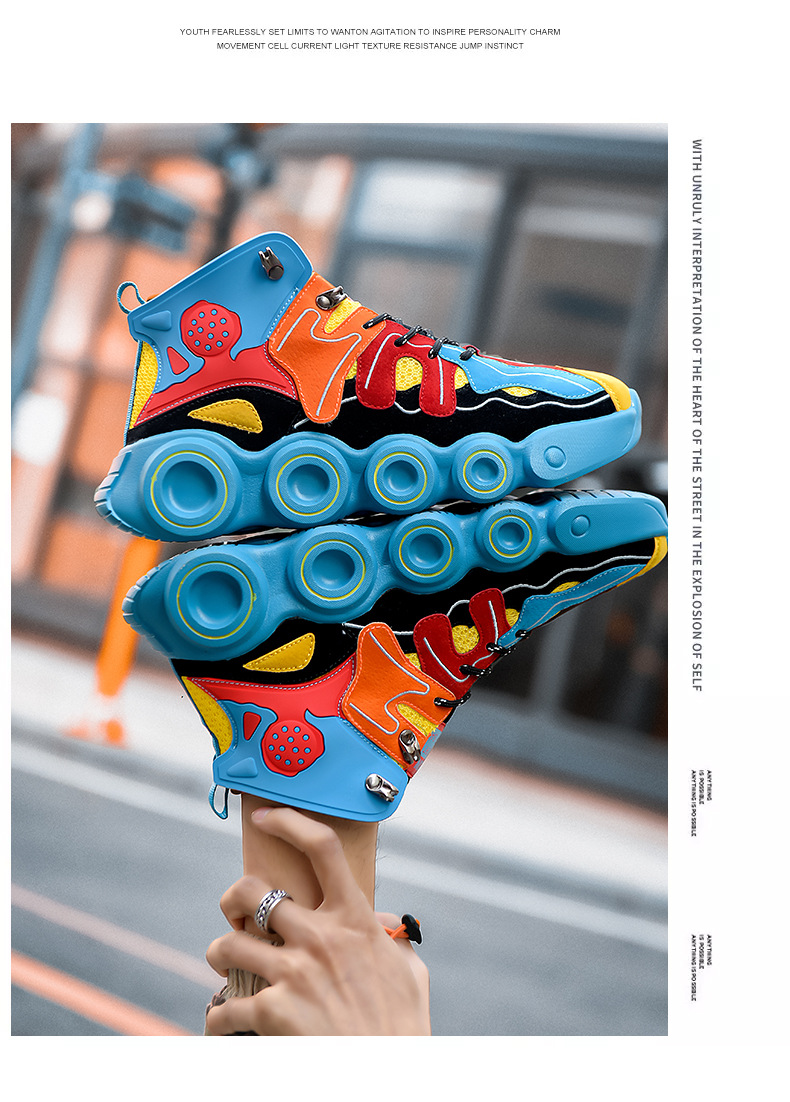 Men's Colour-matching Mesh High-top Sneakers For Men_voghion.com
