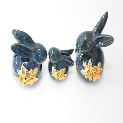 厂家直供创意陶瓷欧式兔子工艺品摆件礼品存钱罐家居装饰品|ru