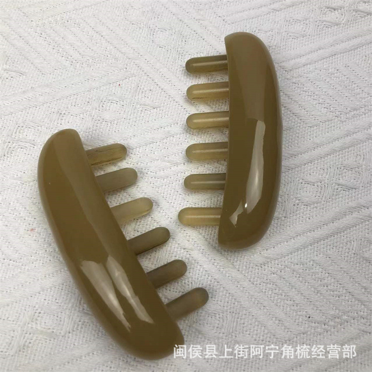 Horn Massage Comb Goat Horn Six-Teeth Scalp Massage Comb 10 cm Acupoint Comb key features