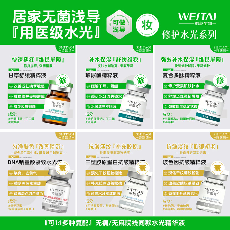 Beauty Salon Line Repair Hydrating Essence Original Solution for Youthful Skin Hydration, Hyaluronic Acid Micro-Injection Post-Procedure Medical-Grade Facial Treatment