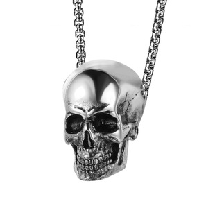 European and American Personalized Titanium Steel Skull Men's Hip-Hop Necklace Stainless Steel Retro Pendant Jewelry Men's and Women's Accessories