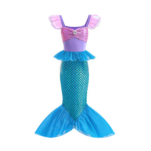 Mermaid Princess Dress Girls Cosplay Costume Ariel Fishtail Skirt European and American Children's Clothing Dress Party Wear