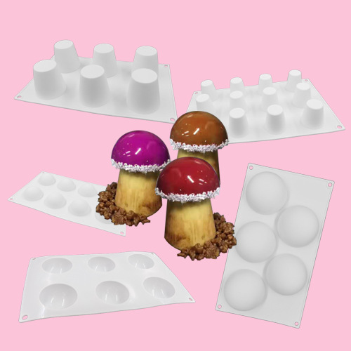 5 in a row, 6 in a row and 8 in a row, semi-circular cake molds diy king oyster mushroom cone cylindrical mousse mold French mushroom dessert mold