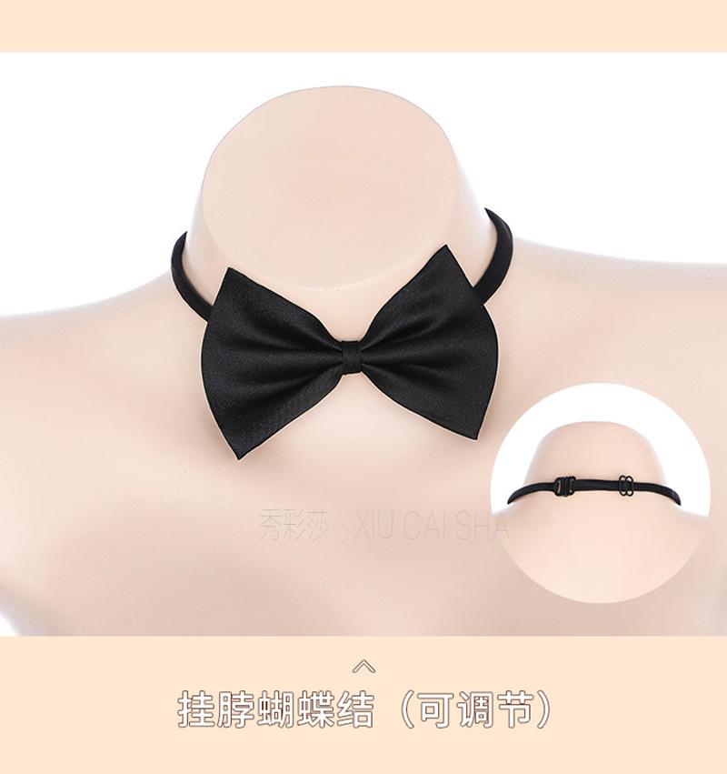 Secretary Role-Play Lingerie Set with Top, Mini Skirt, Thong, Bow Tie and Stockings — detail image 18