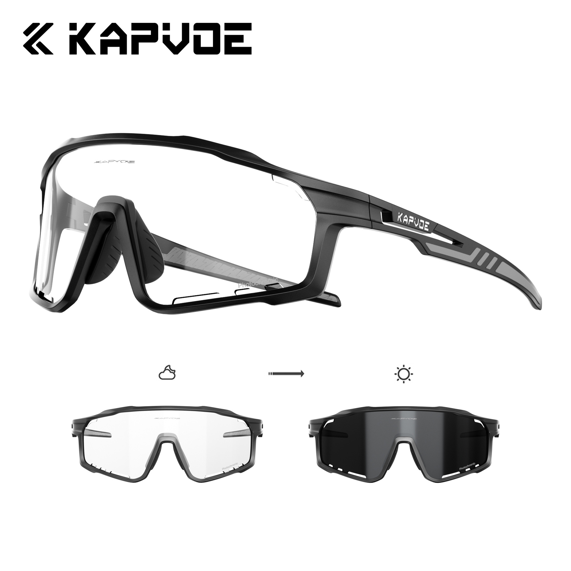 Gafas Fotocromáticas Profesionales de Ciclismo de TR90, Cortavientos, Apto para Miopía, para Ciclismo