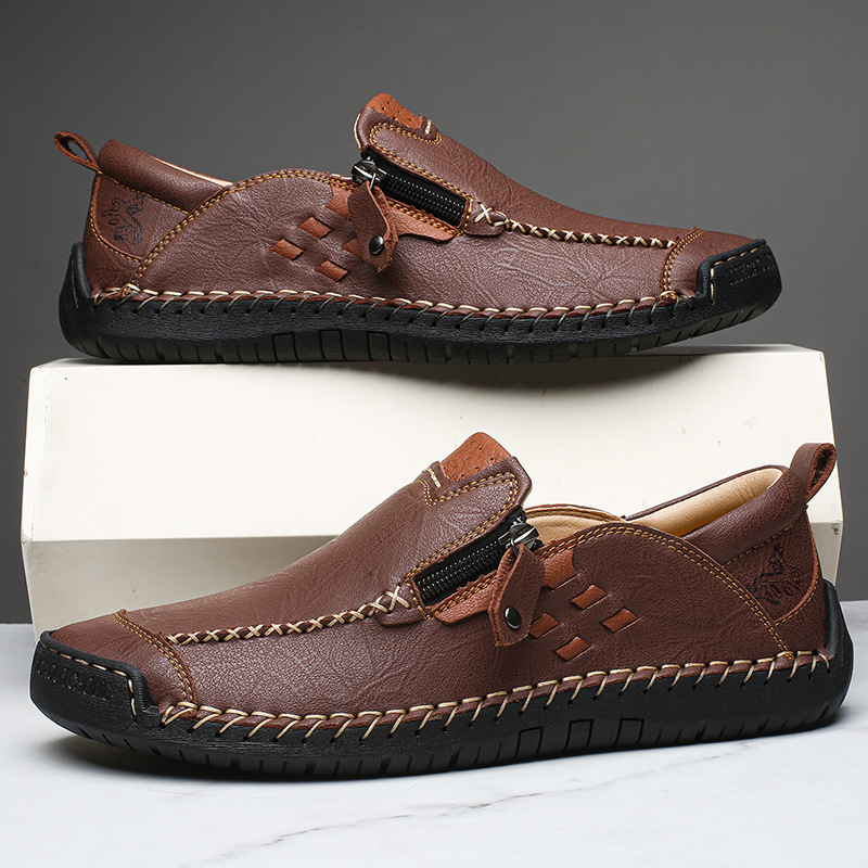 Herren Business Freizeitschuhe Aus Leder Handgenähte Slipper_voghion.com