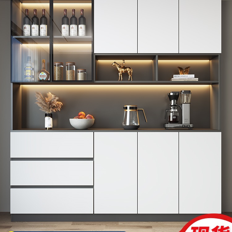 Sideboard High Cabinet Integrated Wall-Mounted Modern Simple Light Luxury Living Room Dining Room Home Tea Wine Cabinet Storage Storage Cabinet