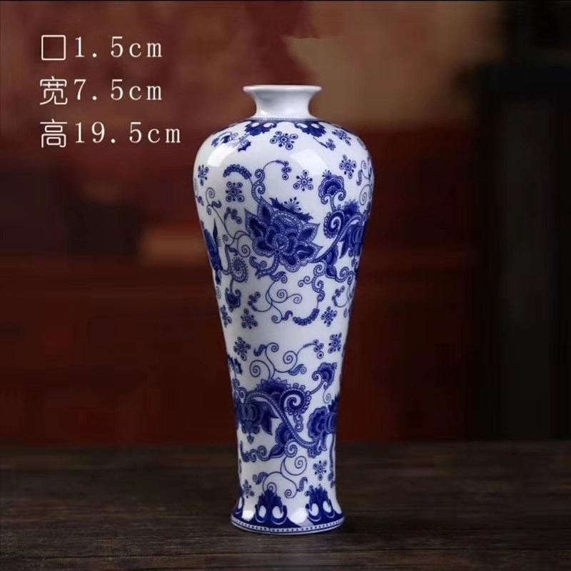 Decoración de jardín de cheongsam decoración de sala de estar de alto nivel decoración de estudio belleza floral porcelana azul seco gabinete de televisión