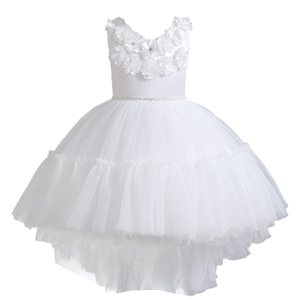 Nuevo vestido para niños vestido de princesa de malla sin mangas niñas pequeñas y medianas vestido de boda de pasarela vestido de noche ropa de Navidad