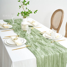 歐式婚禮皺布桌旗生日宴會婚禮裝飾宴會餐桌裝飾皺布桌旗桌布定制