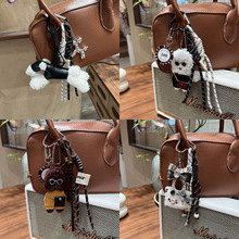 韩系卡通毛绒可爱泰迪熊包钥匙扣卷毛小狗挂件小香风包包挂件挂饰