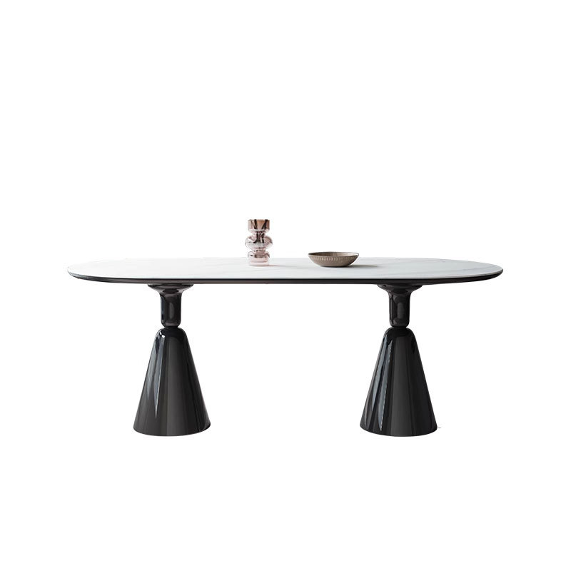 Tabla de comedor de casa pequeña, tabla de comedor de estilo crema, tabla de comedor negra, tabla de comedor rectangular, tabla de roca