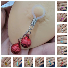 Nipple ring made of sexy stainless steel, hole-free, hypoallergenic, adjustable nipple stud, bell chain nipple jewelry