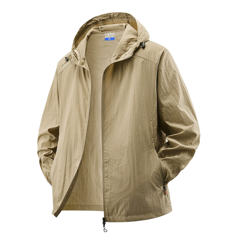 Ледяной шелк солнцезащитный крем для мужчин летом тонкий простой цвет на открытом воздухе свободный большой размер с капюшоном солнцезащитный крем куртка