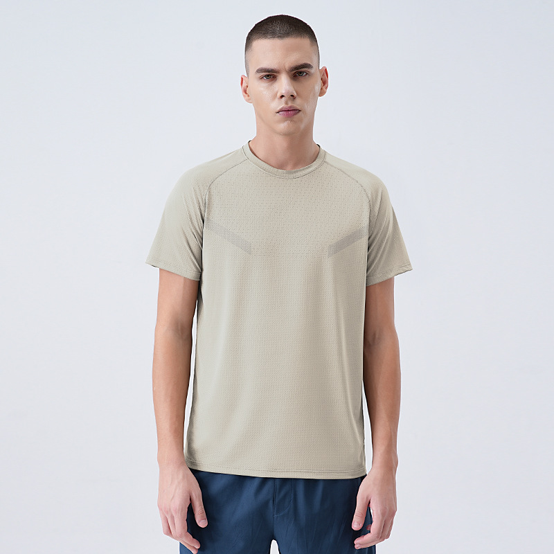 2025 camiseta de manga corta con cuello redondo para hombres, deportes de montañismo al aire libre de verano, correr, absorber la humedad, secar la ropa superior