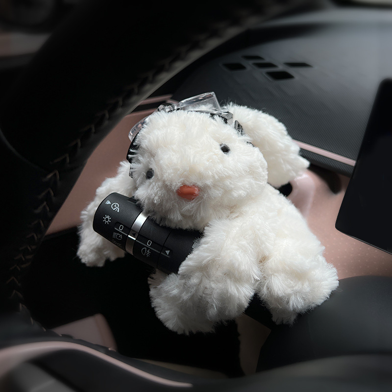 Coches de brazo decoración orejas de conejo muñeca de peluche en la consola central espejo retrovisor limpiaparabrisas maletero adornos mujeres