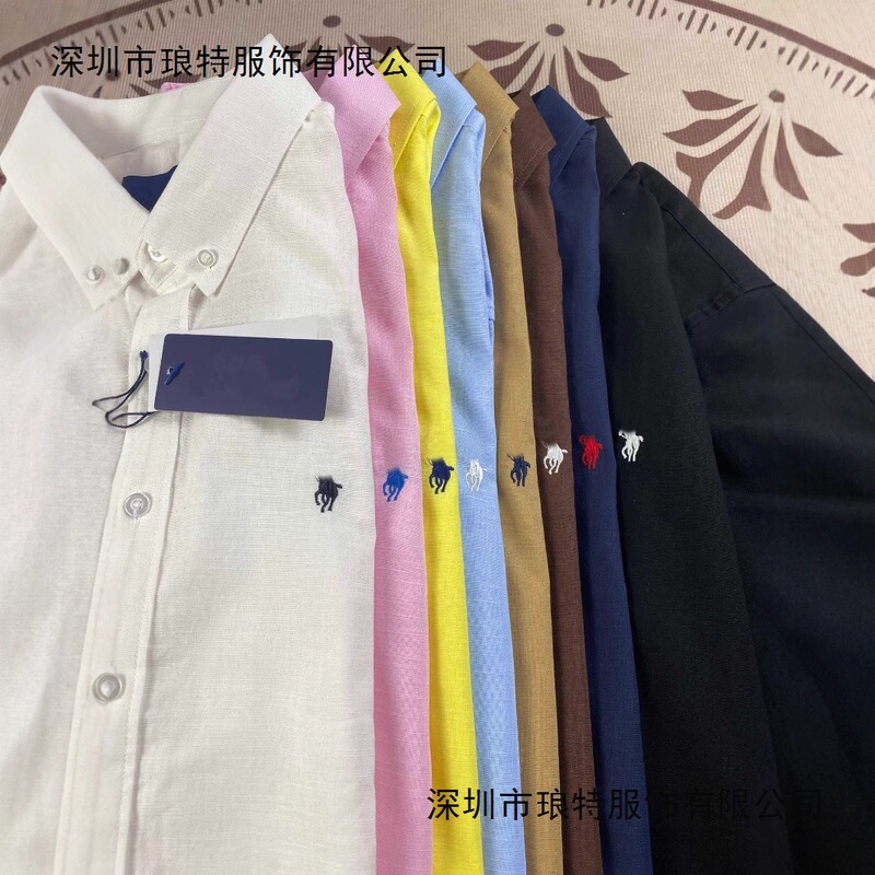 Rl Ralph Lauren Spring and Autumn Linen Shirt for Women, Scannable Qr Code Couple Embroidered Long Sleeve Sun Protection Polo Shirt for Men and Women Rl Ralph Lauren Spring and Autumn Linen Shirt for Women, Scannable Qr Code Couple Embroidered Long Sleeve Sun Protection Polo Shirt for Men and Women