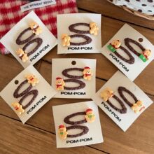 2个装 可爱圣诞老人麋鹿发夹bb夹趣味姜饼人掰掰夹波点发卡碎发夹