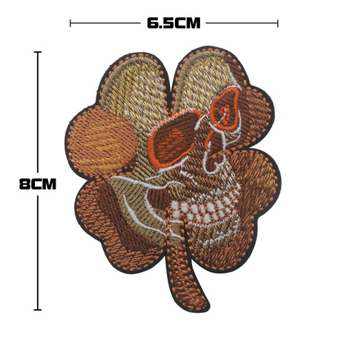 Outdoor Cross-border Spot Skeleton Flower Embroidered Arm Patch with Velcro, Three Leaf Plant Design, Outdoor Backpack Decal