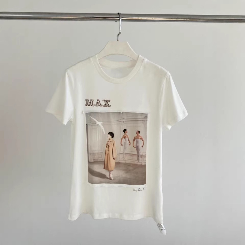 Max Women's T-Shirt Short-Sleeved Summer New Ballet White Portrait Loose Cotton Half-Sleeved Casual Men's Top Round Neck
