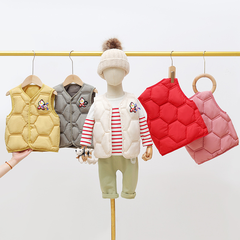 Otoño y invierno nuevo pato amarillo para niños chaleco de algodón chaleco de algodón caliente para niños pequeños, niños pequeños, niños pequeños, chaleco de algodón para niños pequeños