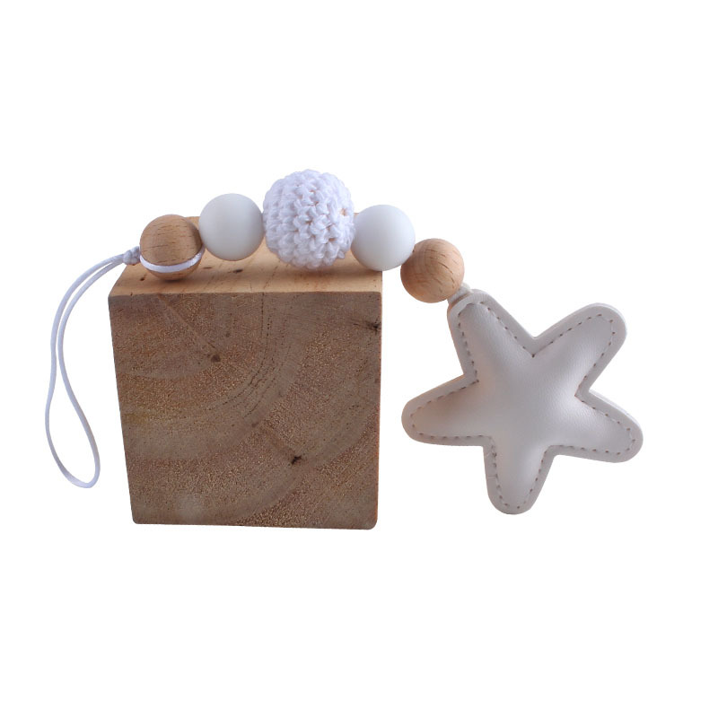 Creativo DIY nuevo colorido estrella de cinco puntas Arco Iris colgante de lana Bola de silicona perlas llavero colgante bolsa colgante