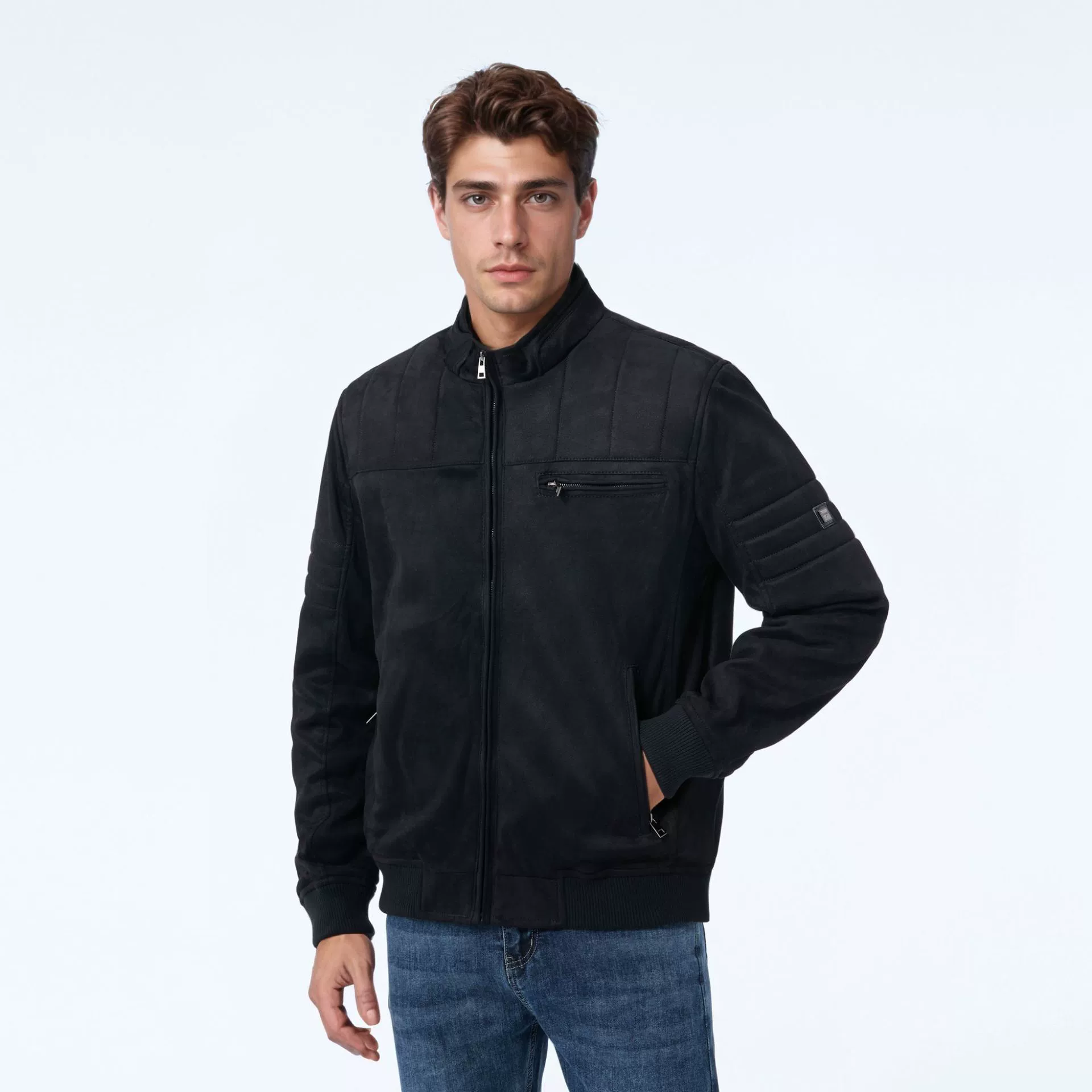 Демисезонная бархатная тёплая ретро куртка для отдыха, slim fit