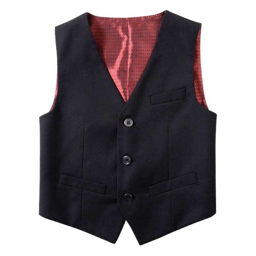 Chaleco de traje negro para niños vestido de niña de flores ropa de rendimiento estilo de moda británica Chaleco de color sólido entrega de una pieza