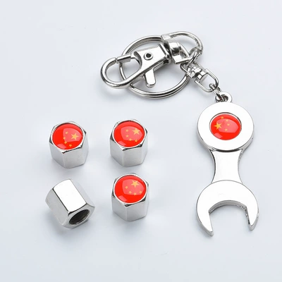 Car tire valve cover: Other Automotive Exterior Supplies - universal-red-flag-silver-wrench-4-pack