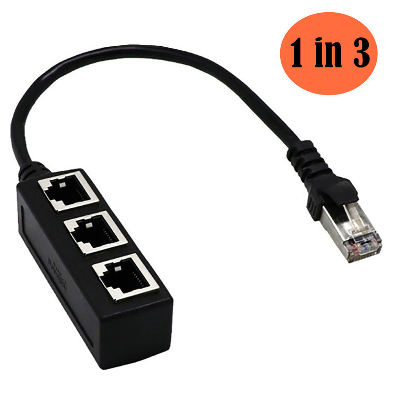 Rj45 Ethernet Cable Adapter Splitter 1 Male to 3 Female Ports Lan Network Rj45 One-To-Three Extension Cable Rj45 Ethernet Cable Adapter Splitter 1 Male to 3 Female Ports Lan Network Rj45 One-To-Three Extension Cable