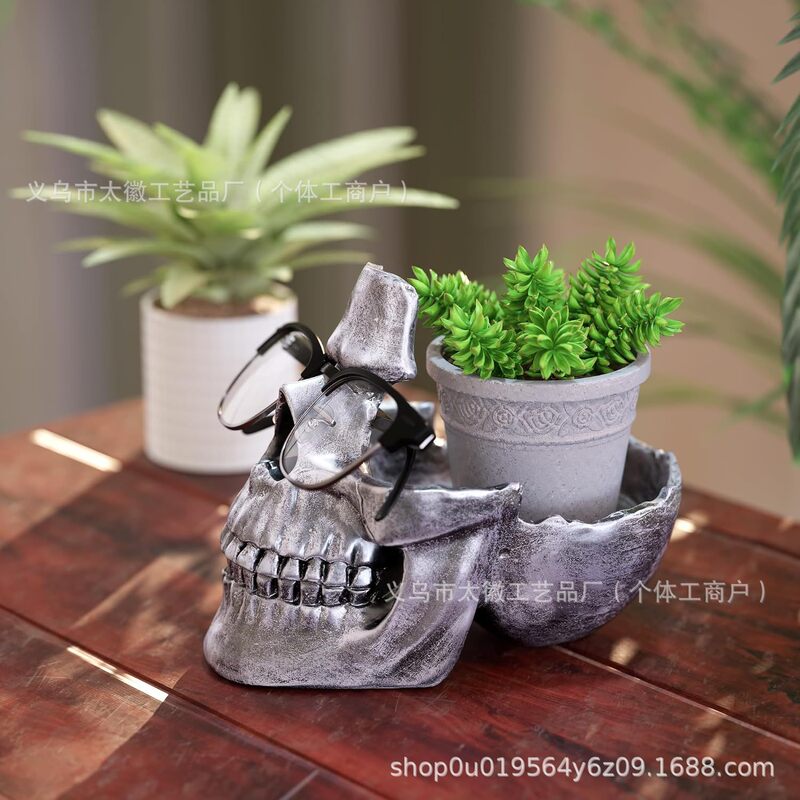 New Resin Skull Jewelry Box Glasses Frame Storage Box Personalized Gift Key Storage Resin Crafts